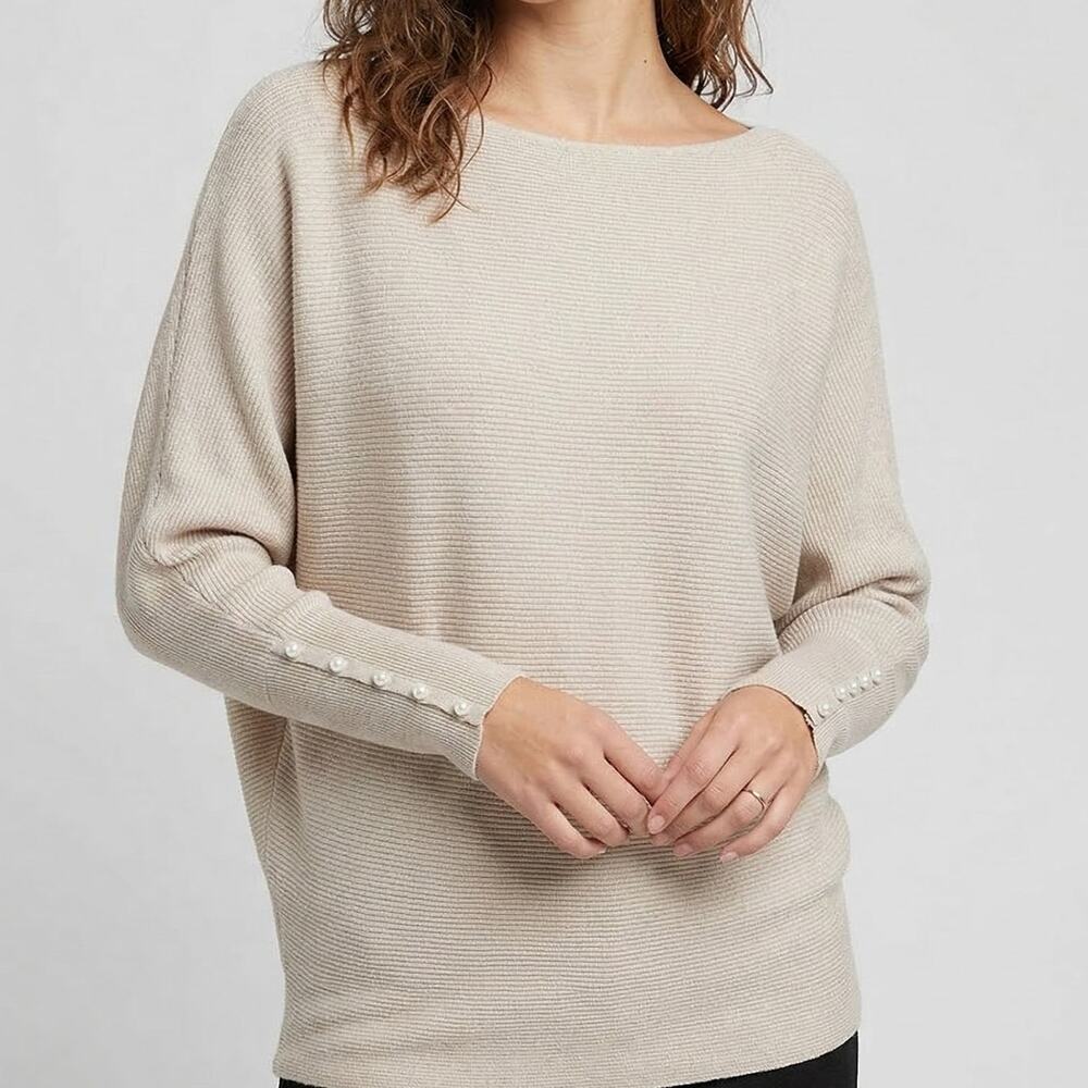 Vila Milano Large Cream Metallic Sweater NEW NWT